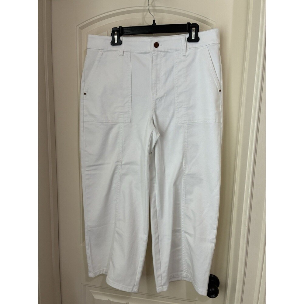 Talbots White  Wide Leg Crop Denim Jeans Size 12 EUC
